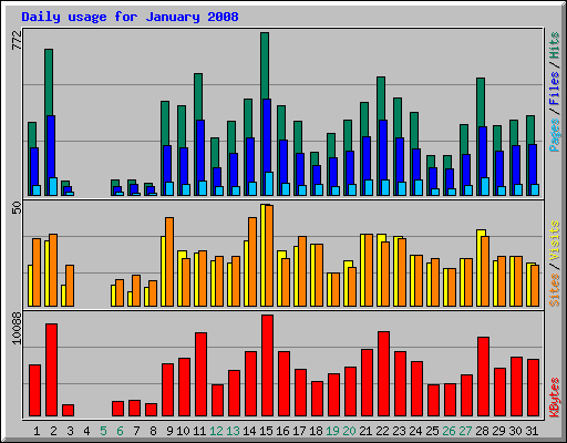 Daily usage for January 2008