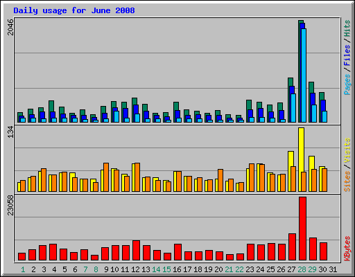 Daily usage for June 2008
