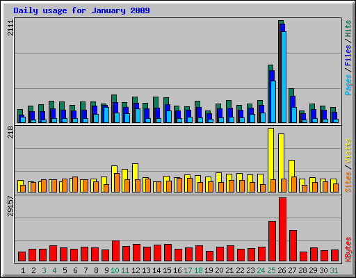 Daily usage for January 2009