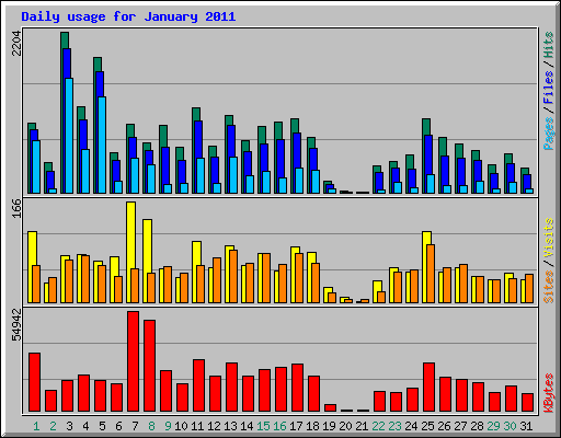 Daily usage for January 2011