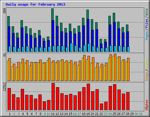 Daily usage for February 2013