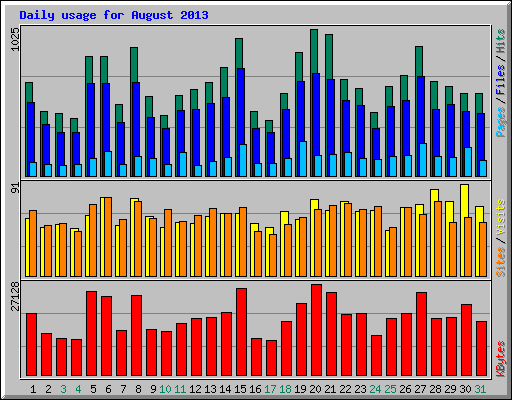 Daily usage for August 2013