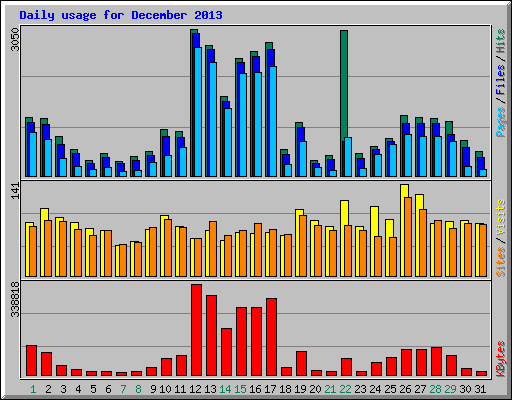 Daily usage for December 2013