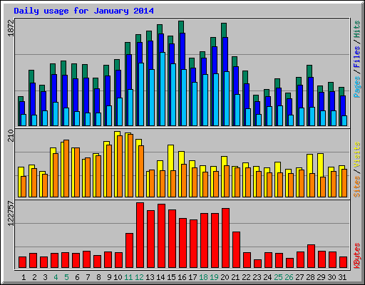Daily usage for January 2014