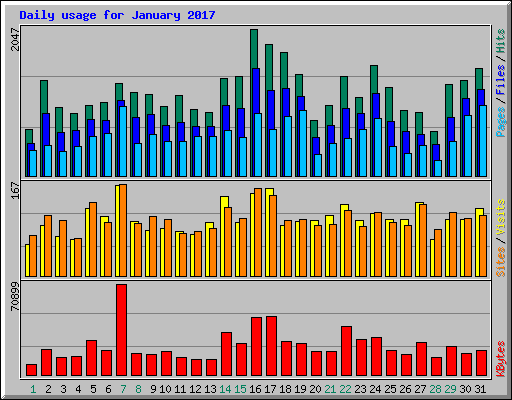 Daily usage for January 2017