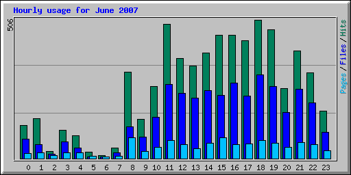 Hourly usage for June 2007