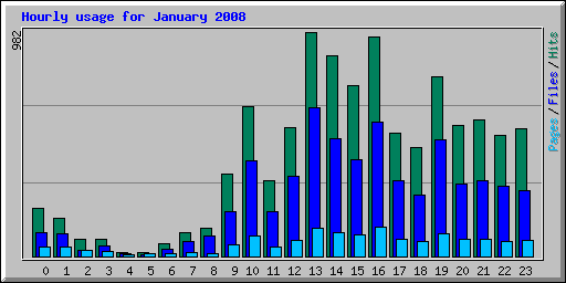 Hourly usage for January 2008