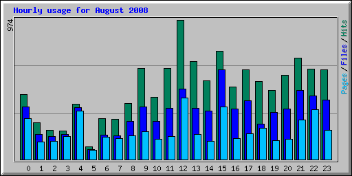 Hourly usage for August 2008