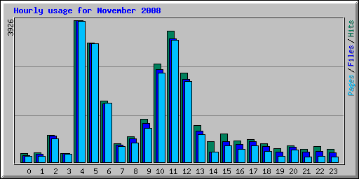 Hourly usage for November 2008