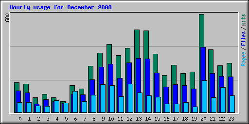 Hourly usage for December 2008