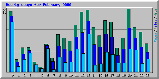 Hourly usage for February 2009