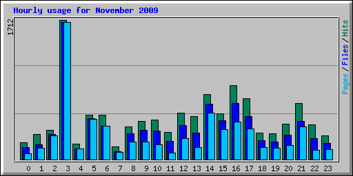Hourly usage for November 2009