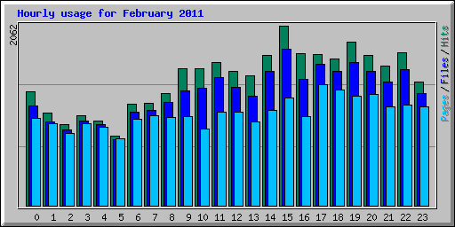 Hourly usage for February 2011